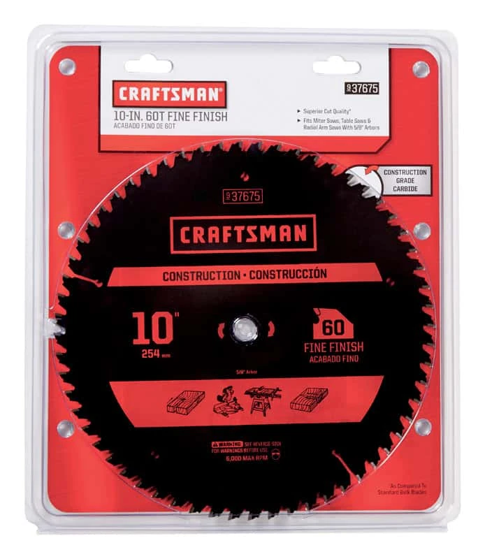 Craftsman 10 In. D X 5/8 In. Carbide Circular Saw Blade 60 Teeth 1 Pk 4 Craftsman 10 In. D X 5/8 In. Carbide Circular Saw Blade 60 Teeth 1 Pk - Image 2