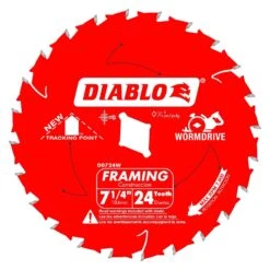 Diablo Tracking Point 7-1/4 In. D X 5/8 In. TiCo Hi-Density Carbide Framing Saw Blade 24 Teeth 1 Pk