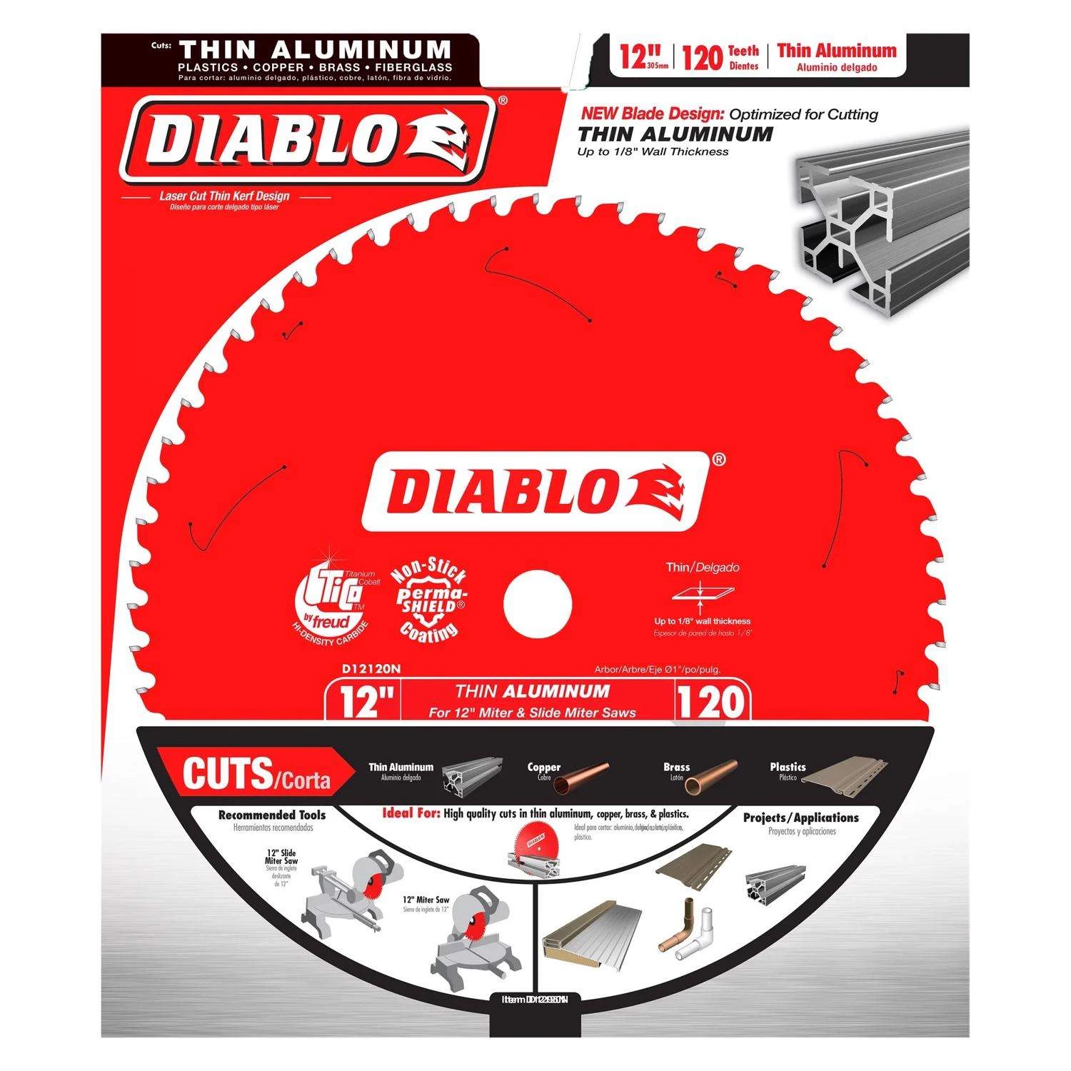 Diablo 12 In. D X 1 In. TiCo Hi-Density Carbide Circular Saw Blade 120 Teeth 1 Pk 4 Diablo 12 In. D X 1 In. TiCo Hi-Density Carbide Circular Saw Blade 120 Teeth 1 Pk - Image 2