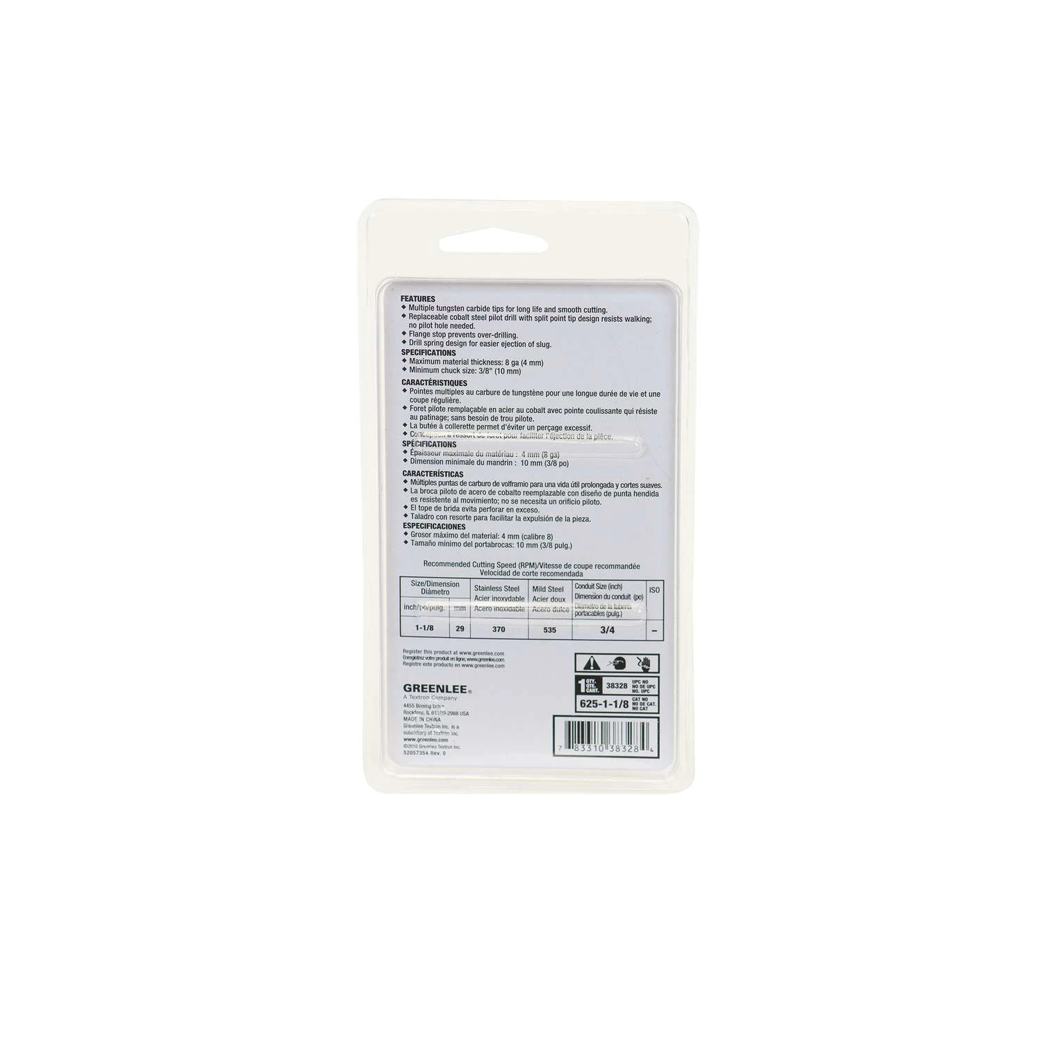 GREENLEE 1-1/8 In. Carbide Tipped Hole Cutter 1 Pc 6 GREENLEE 1-1/8 In. Carbide Tipped Hole Cutter 1 Pc - Image 4