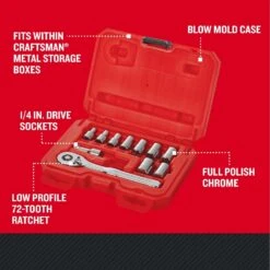Craftsman 1/4 In. Drive Metric 6 Point Socket And Ratchet Set 11 Pc -DeWALT Outlet 176664e3 f724 4b86 92f8 cd1e6f523704