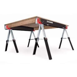 Steelman 32 In. H X 42 In. W X 24.25 In. D Adjustable Folding Sawhorse 1300 Lb. Cap. 1 Pc -DeWALT Outlet 19ee88ee 90db 4dd3 acbd a98f0507adc0