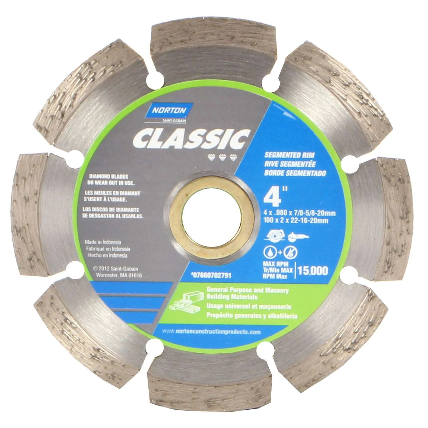 Norton 4 In. D X 5/8 And 7/8 Mm Classic Diamond Segmented Rim Saw Blade 1 Pc 4 Norton 4 In. D X 5/8 And 7/8 Mm Classic Diamond Segmented Rim Saw Blade 1 Pc - Image 2