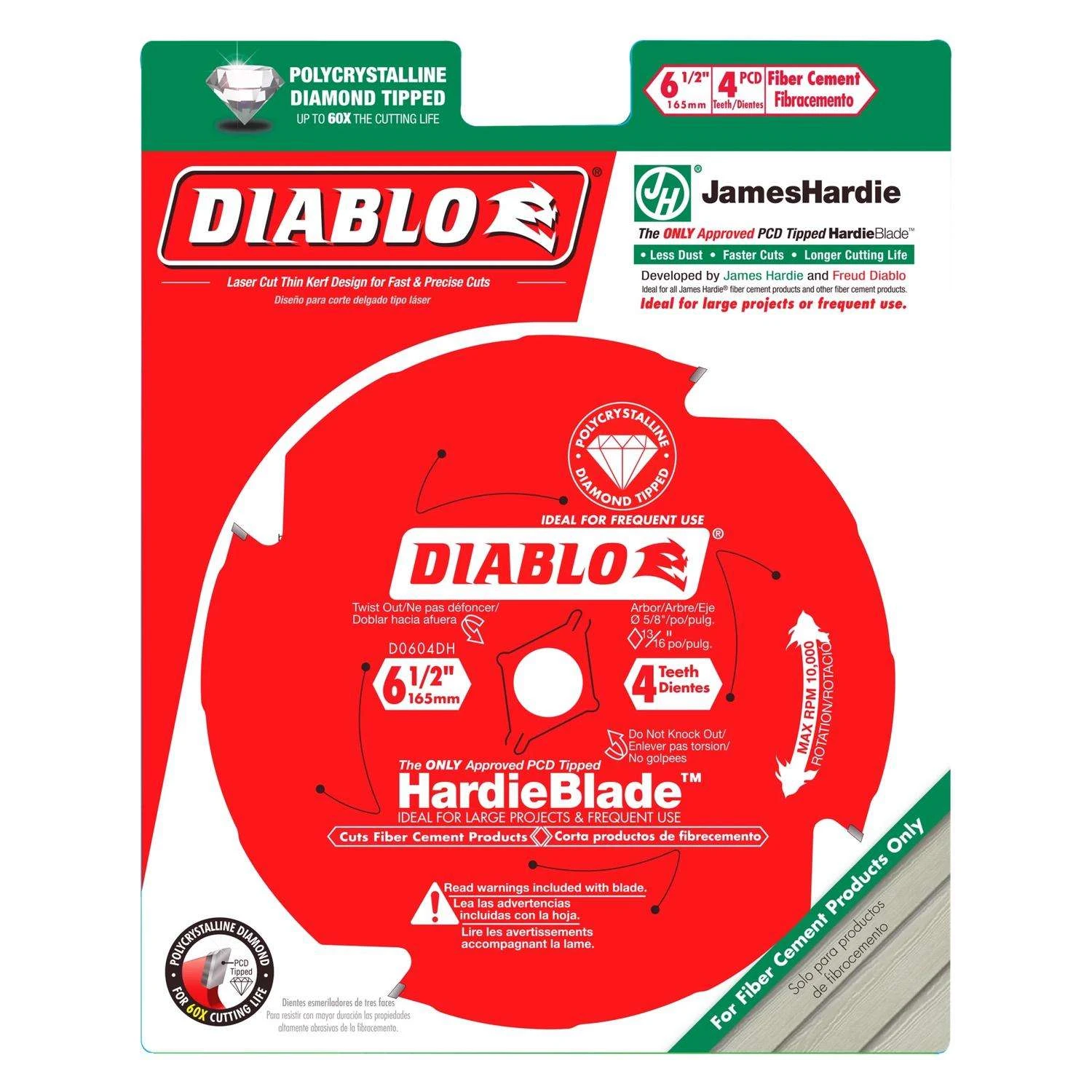 Diablo HardieBlade 6-1/2 In. D X 5/8 In. PCD Fiber Cement Blade 4 Teeth 1 Pk 4 Diablo HardieBlade 6-1/2 In. D X 5/8 In. PCD Fiber Cement Blade 4 Teeth 1 Pk - Image 2