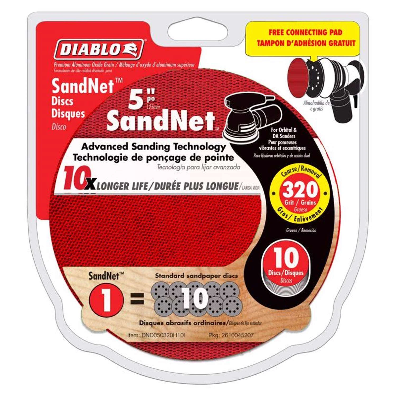 Diablo SandNet 5 In. Aluminum Oxide Hook And Lock Sanding Disc 320 Grit Ultra Fine 10 Pk 3 Diablo SandNet 5 In. Aluminum Oxide Hook And Lock Sanding Disc 320 Grit Ultra Fine 10 Pk