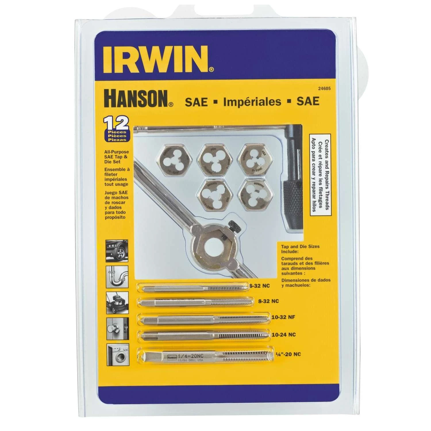 Irwin Hanson High Carbon Steel SAE Tap And Die Set 5/8 In. 12 Pc 3 Irwin Hanson High Carbon Steel SAE Tap And Die Set 5/8 In. 12 Pc