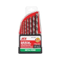 Ace High Speed Steel Drill Bit Set Round Shank 7 Pc
