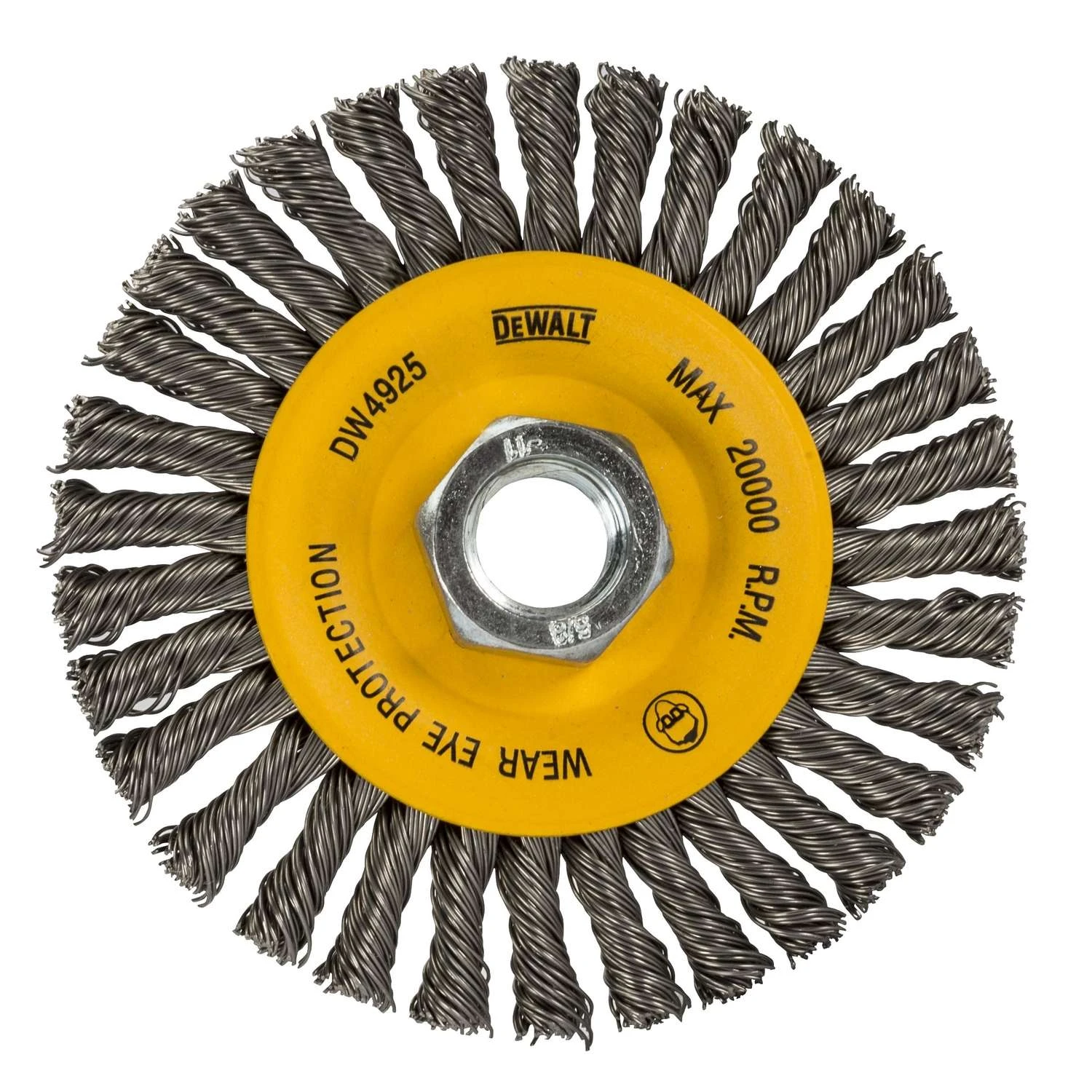 DeWalt High Performance 4 In. Coarse Crimped/Knotted Wire Wheel Brush Carbon Steel 20000 Rpm 1 Pc 4 DeWalt High Performance 4 In. Coarse Crimped/Knotted Wire Wheel Brush Carbon Steel 20000 Rpm 1 Pc - Image 2