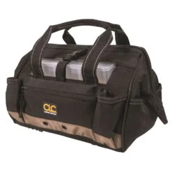 CLC 8 In. W X 9 In. H Polyester Tote Bag With Plastic Tray 21 Pocket Black/Tan 1 Pc -DeWALT Outlet 427b8830 669c 4746 a048 dc1875a0e2e5