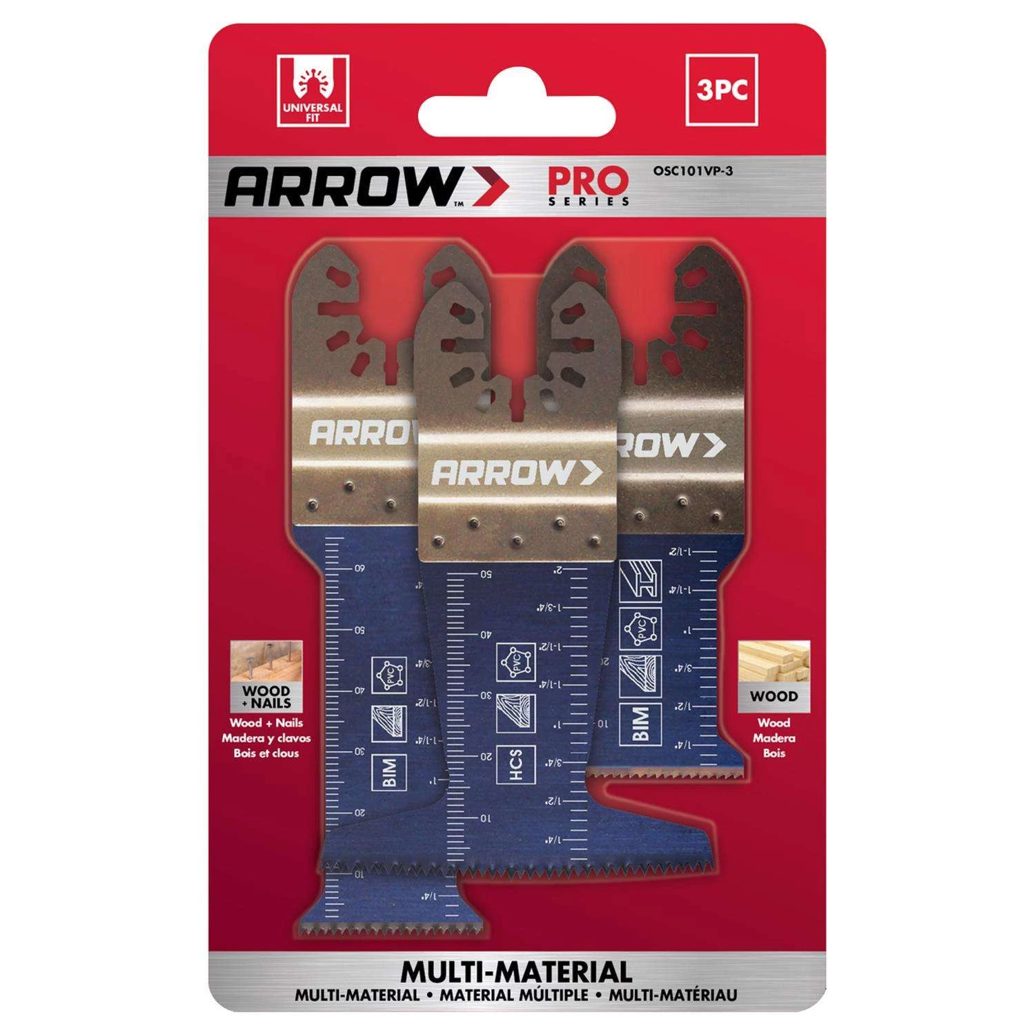 Arrow Pro High Carbon Steel Semi-Circle Oscillating Blade Multi-Material 3 Pc 3 Arrow Pro High Carbon Steel Semi-Circle Oscillating Blade Multi-Material 3 Pc