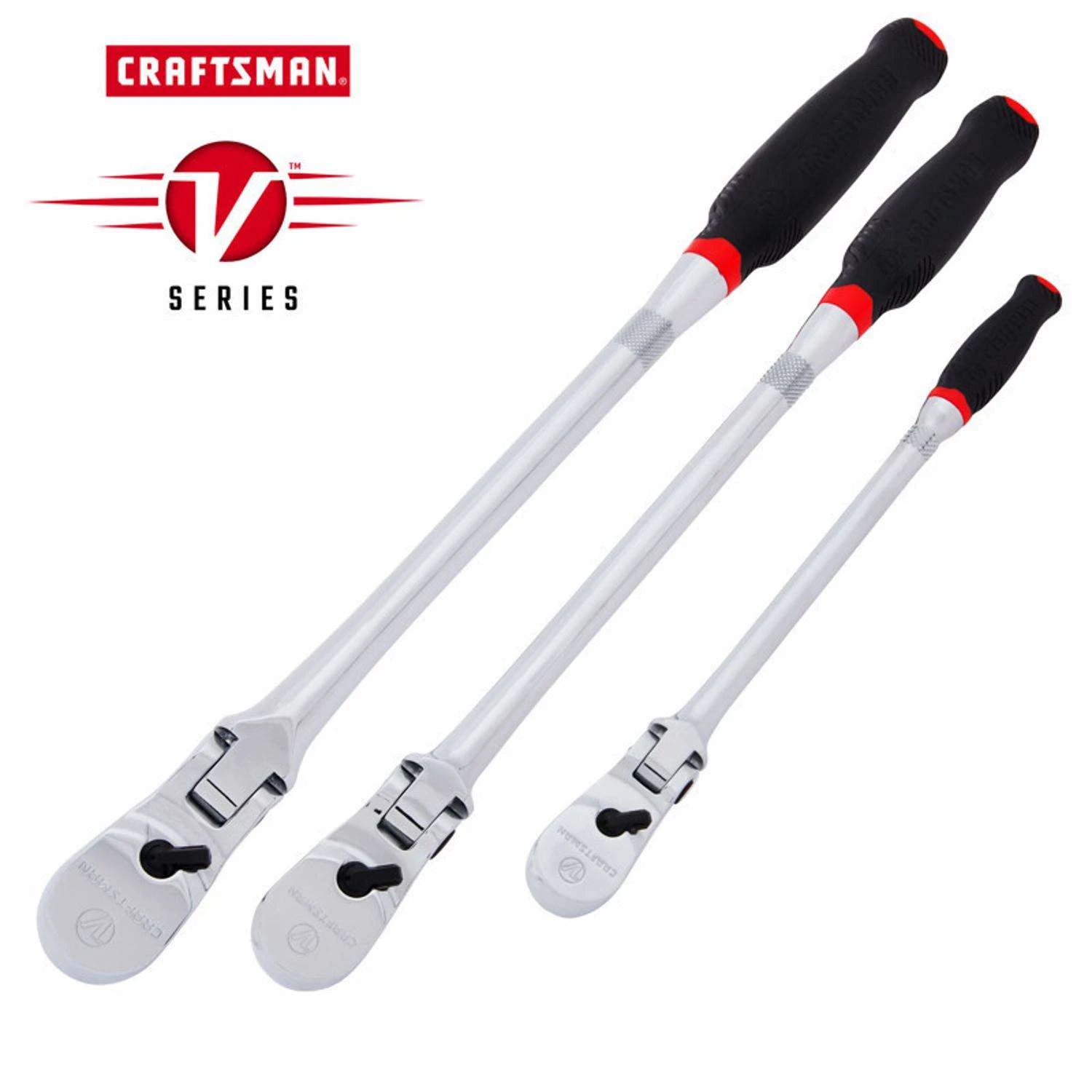 Craftsman V-Series 1/2, 1/4 And 3/8 In. Drive Comfort Grip Long Flex Head Ratchet Set 4 Craftsman V-Series 1/2, 1/4 And 3/8 In. Drive Comfort Grip Long Flex Head Ratchet Set - Image 2