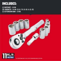 Craftsman 1/4 In. Drive Metric 6 Point Socket And Ratchet Set 11 Pc -DeWALT Outlet 55976f80 af8f 435f 8d77 af9965f7ab09