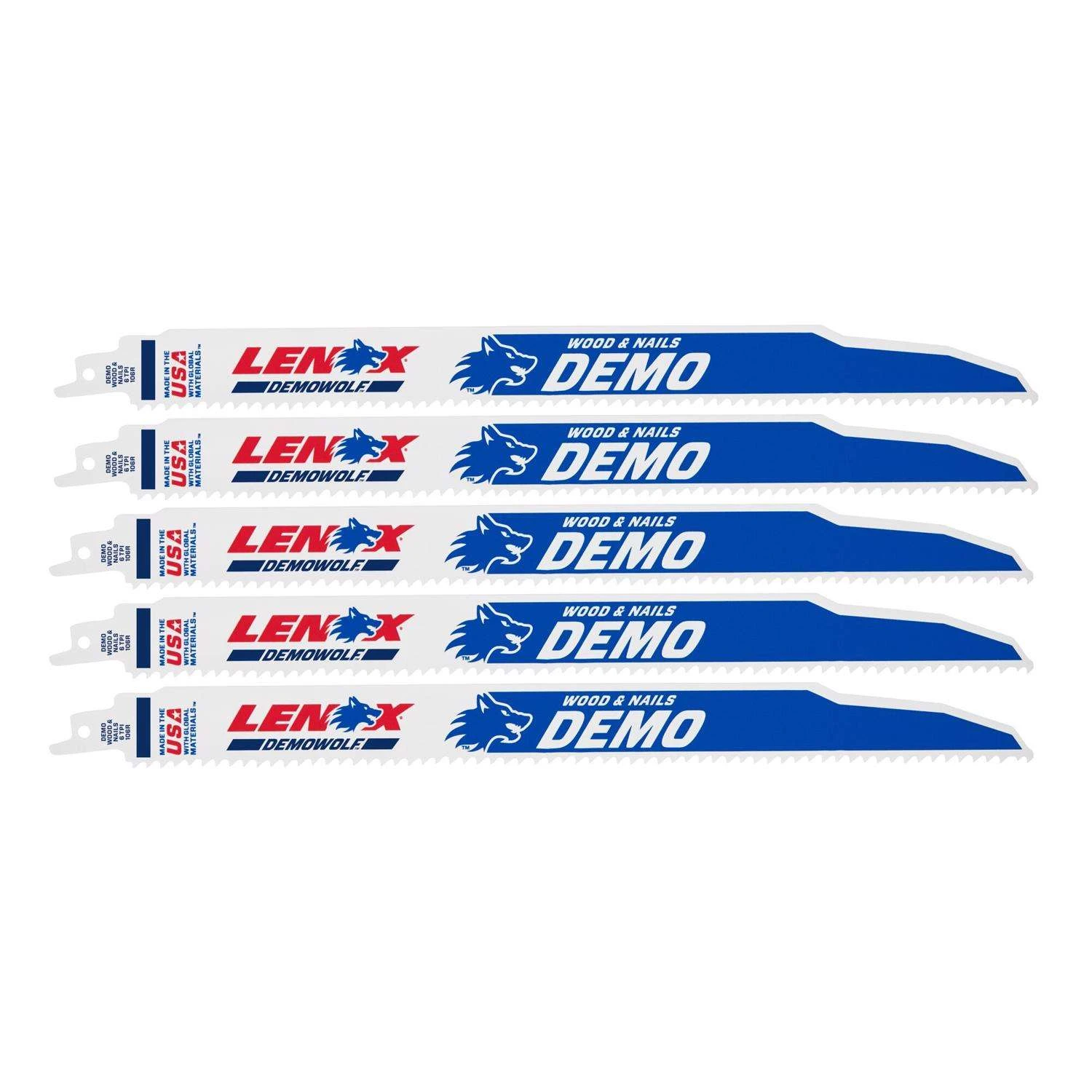 LENOX DEMOWOLF 12 In. Bi-Metal Reciprocating Saw Blade 6 TPI 5 Pk 3 LENOX DEMOWOLF 12 In. Bi-Metal Reciprocating Saw Blade 6 TPI 5 Pk