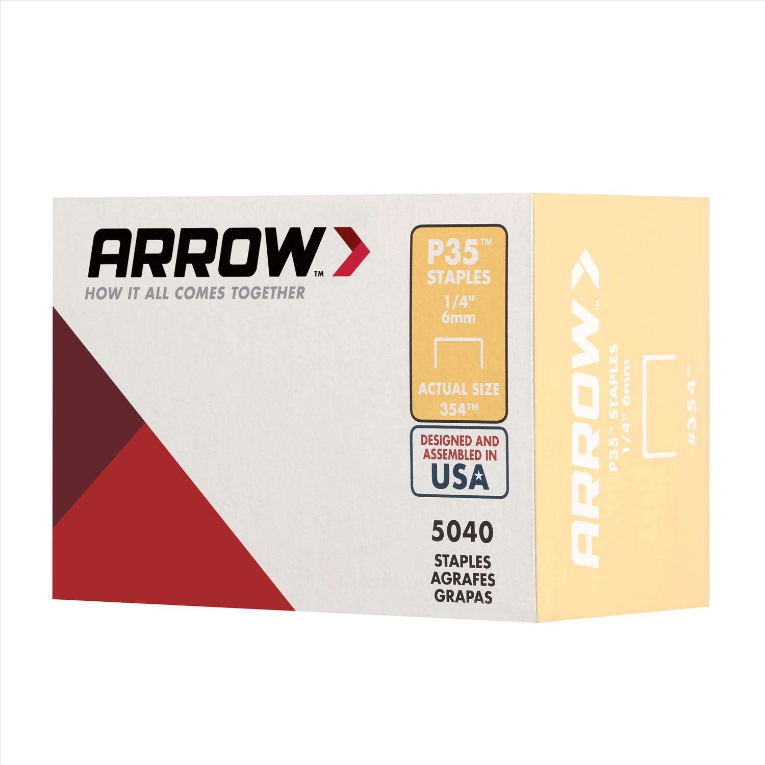 Arrow P35 7/16 In. W X 1/4 In. L 25 Ga. Flat Crown Heavy Duty Staples 5040 Pk 4 Arrow P35 7/16 In. W X 1/4 In. L 25 Ga. Flat Crown Heavy Duty Staples 5040 Pk - Image 2