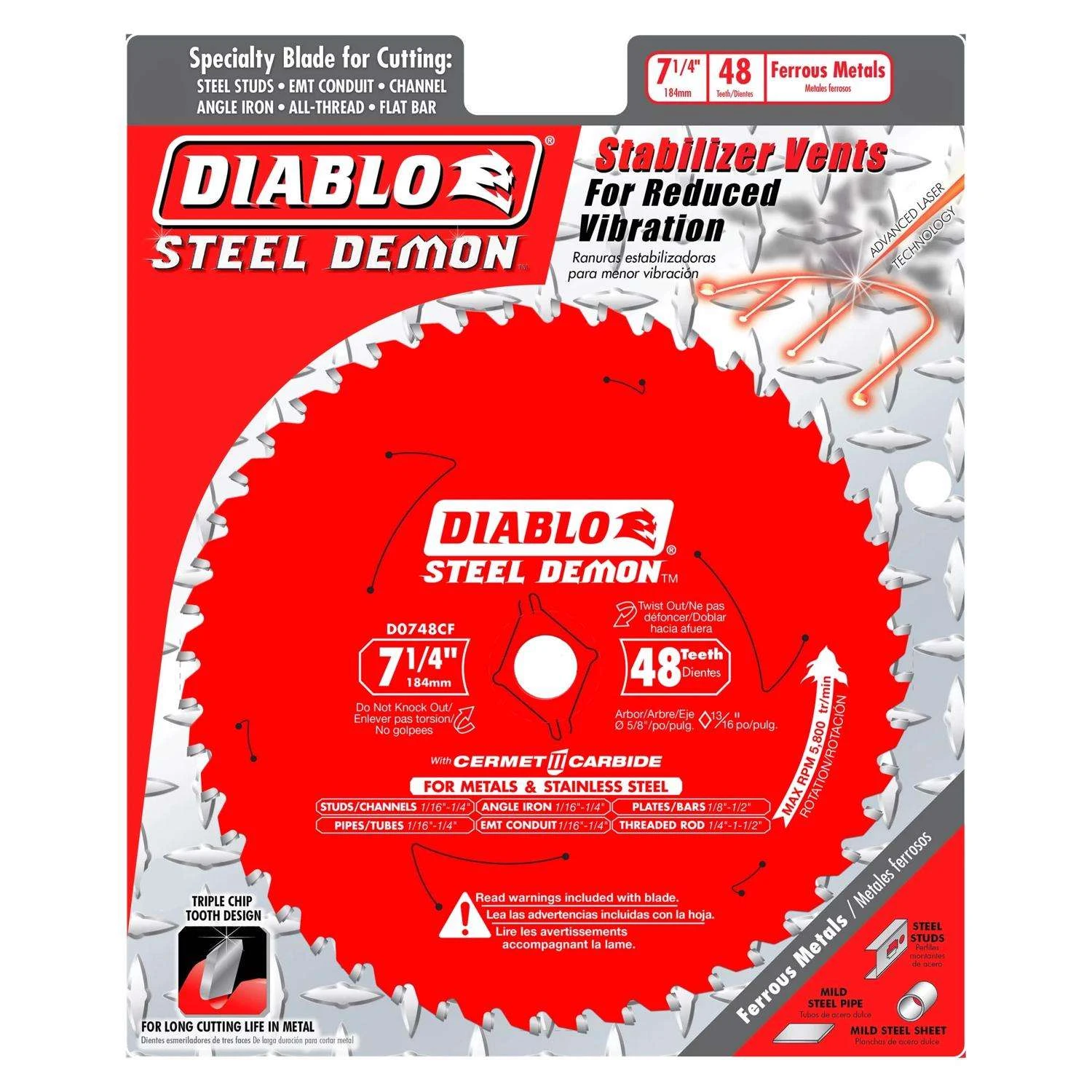 Diablo Steel Demon 7-1/4 In. D X 5/8 In. Cermet Metal Saw Blade 48 Teeth 1 Pk 4 Diablo Steel Demon 7-1/4 In. D X 5/8 In. Cermet Metal Saw Blade 48 Teeth 1 Pk - Image 2