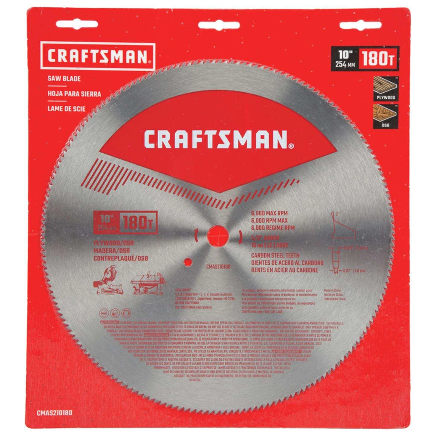 Craftsman 10 In. D X 5/8 In. Carbon Steel Circular Saw Blade 180 Teeth 1 Pc 8 Craftsman 10 In. D X 5/8 In. Carbon Steel Circular Saw Blade 180 Teeth 1 Pc - Image 6
