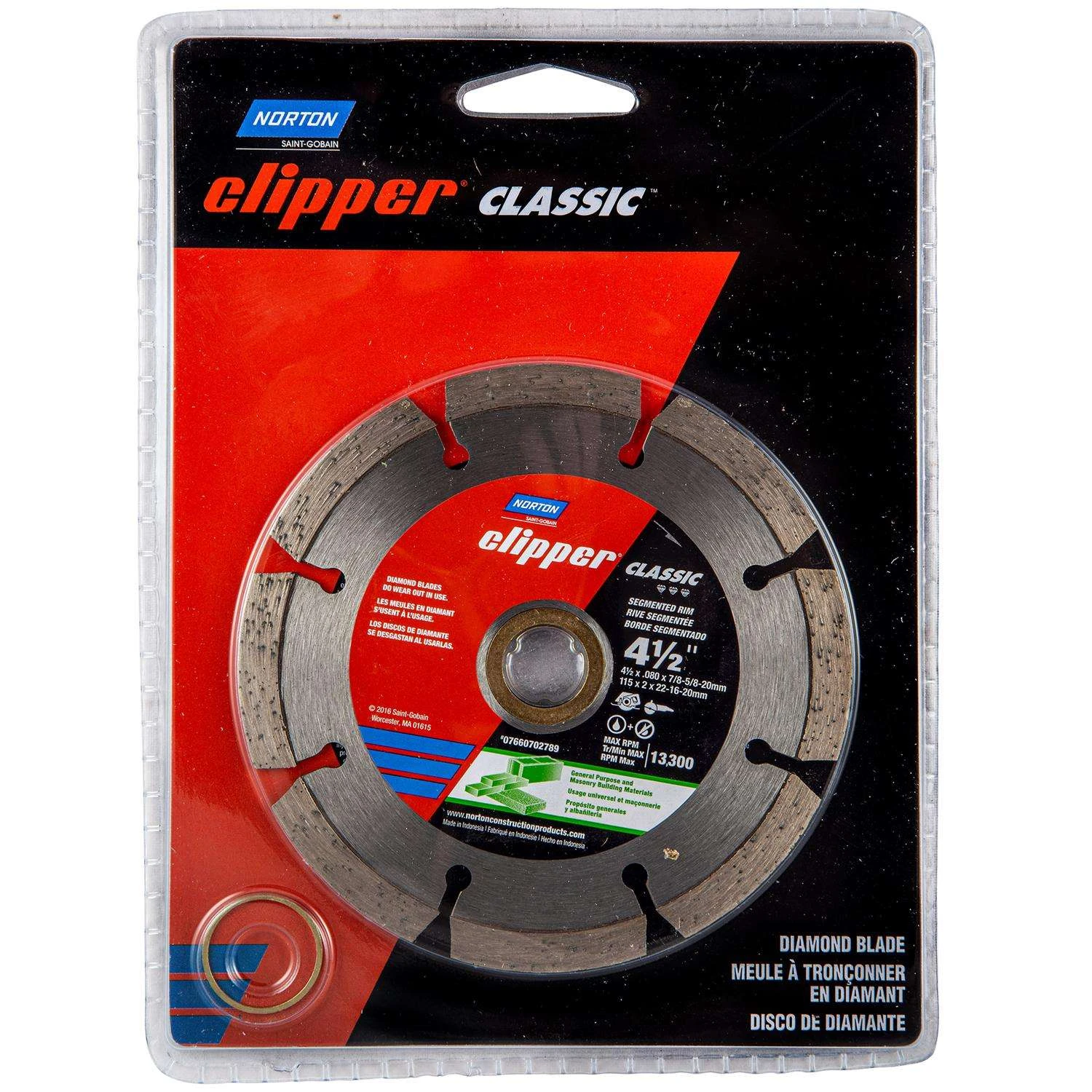 Norton Clipper 4-1/2 In. D X 5/8 And 7/8 In. Diamond Segmented Rim Blade 1 Pc 3 Norton Clipper 4-1/2 In. D X 5/8 And 7/8 In. Diamond Segmented Rim Blade 1 Pc