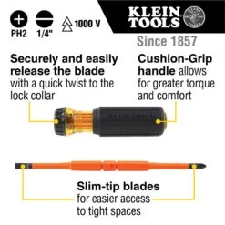 Klein Tools Phillips Bits: #2; Slotted Bits: 1/4" ; 2-in-1 Insulated Flip-Blade 8.2 In. 2 Pc -DeWALT Outlet 9831b0ce 05b4 458b 8ab4 3f9de0755349