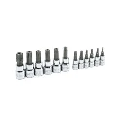 Crescent 1/4 And 3/8 In. Drive 6 Point Tamper Proof Torx Bit Socket Set 12 Pc