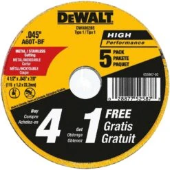 DeWalt 4-1/2 In. D X 7/8 In. Fiberglass Cut-Off Wheel 5 Pc
