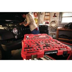 Craftsman 1/4, 3/8 And 1/2 In. Drive Metric And SAE 6 Point Mechanic's Tool Set 121 Pc -DeWALT Outlet a707a846 8657 493d b5d3 28e9d24aeb8b
