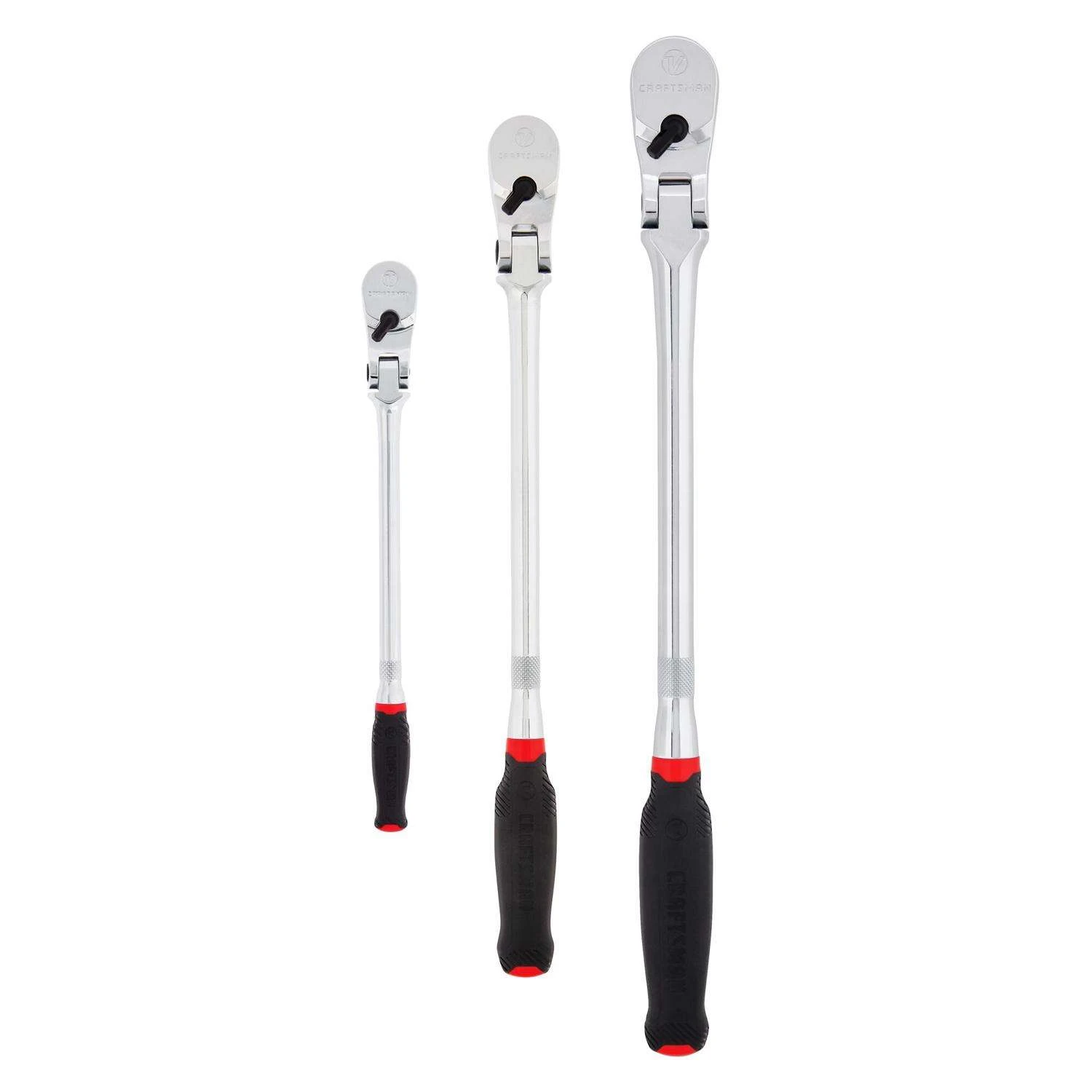 Craftsman V-Series 1/2, 1/4 And 3/8 In. Drive Comfort Grip Long Flex Head Ratchet Set 3 Craftsman V-Series 1/2, 1/4 And 3/8 In. Drive Comfort Grip Long Flex Head Ratchet Set