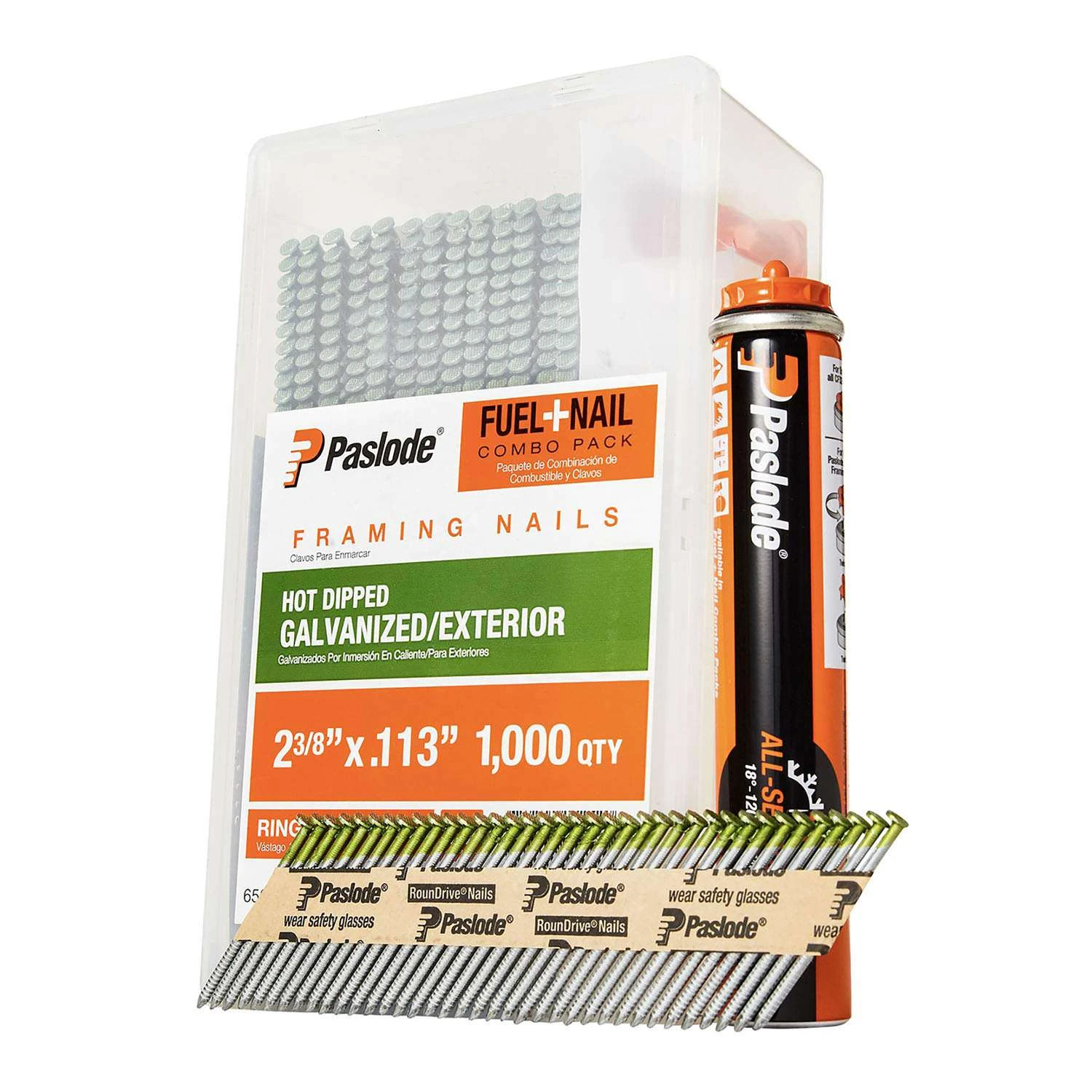 Paslode RounDrive 2-3/8 In. Angled Strip Hot-Dip Galvanized Fuel And Nail Kit 30 Deg 1000 Pk 3 Paslode RounDrive 2-3/8 In. Angled Strip Hot-Dip Galvanized Fuel And Nail Kit 30 Deg 1000 Pk