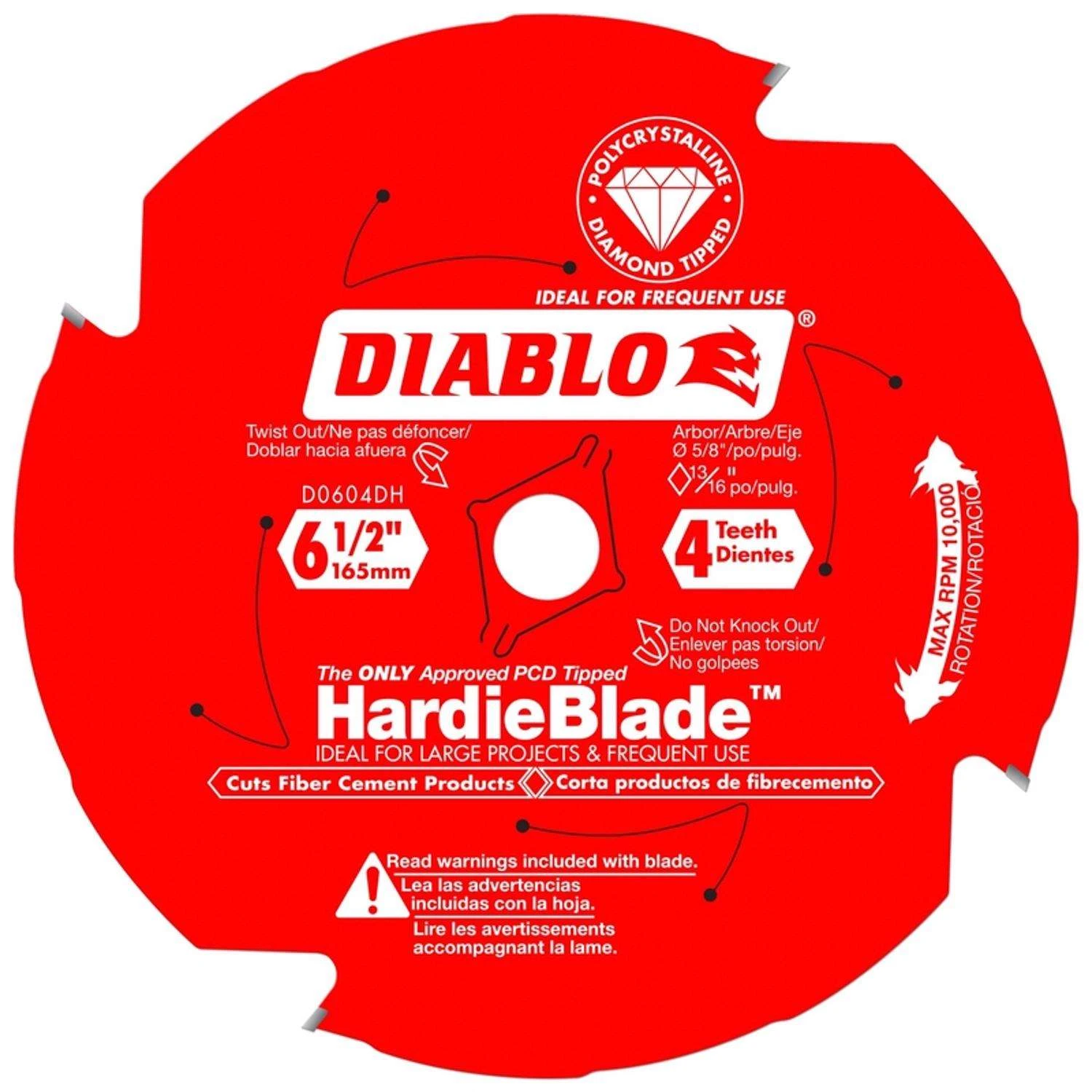 Diablo HardieBlade 6-1/2 In. D X 5/8 In. PCD Fiber Cement Blade 4 Teeth 1 Pk 3 Diablo HardieBlade 6-1/2 In. D X 5/8 In. PCD Fiber Cement Blade 4 Teeth 1 Pk
