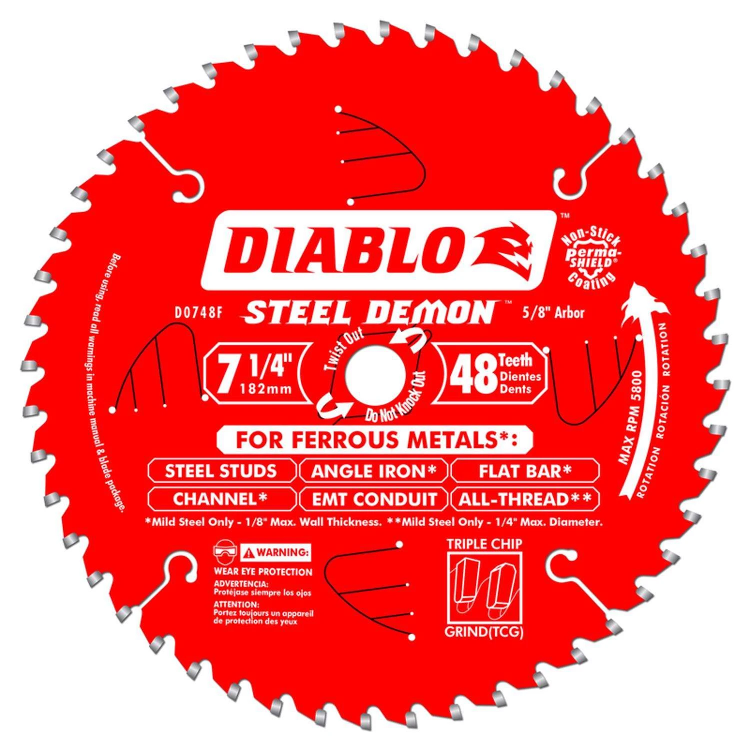Diablo Steel Demon 7-1/4 In. D X 5/8 In. Cermet Metal Saw Blade 48 Teeth 1 Pk 3 Diablo Steel Demon 7-1/4 In. D X 5/8 In. Cermet Metal Saw Blade 48 Teeth 1 Pk