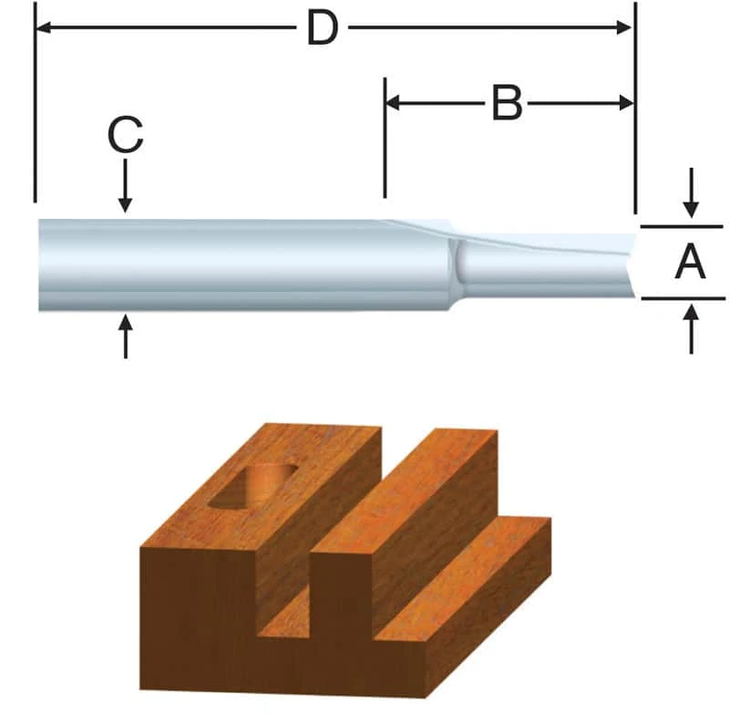 Vermont American 1/4 In. D X 1/8 X 5/16 In. X 2 In. L Carbide Tipped 1-Flute Straight Router Bit 3 Vermont American 1/4 In. D X 1/8 X 5/16 In. X 2 In. L Carbide Tipped 1-Flute Straight Router Bit