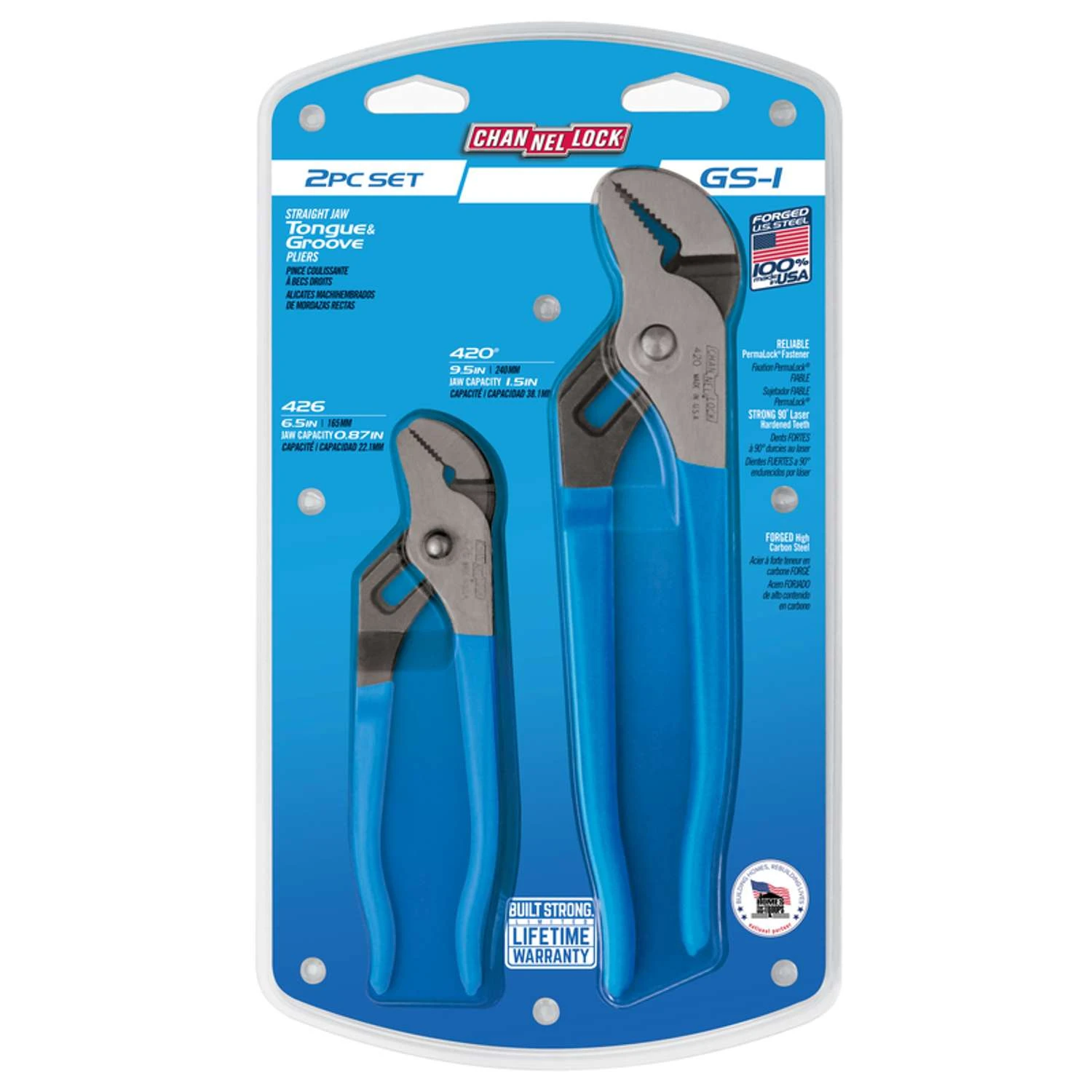 Channellock 2 Pc Carbon Steel Straight Jaw Tongue And Groove Pliers Set 4 Channellock 2 Pc Carbon Steel Straight Jaw Tongue And Groove Pliers Set - Image 2