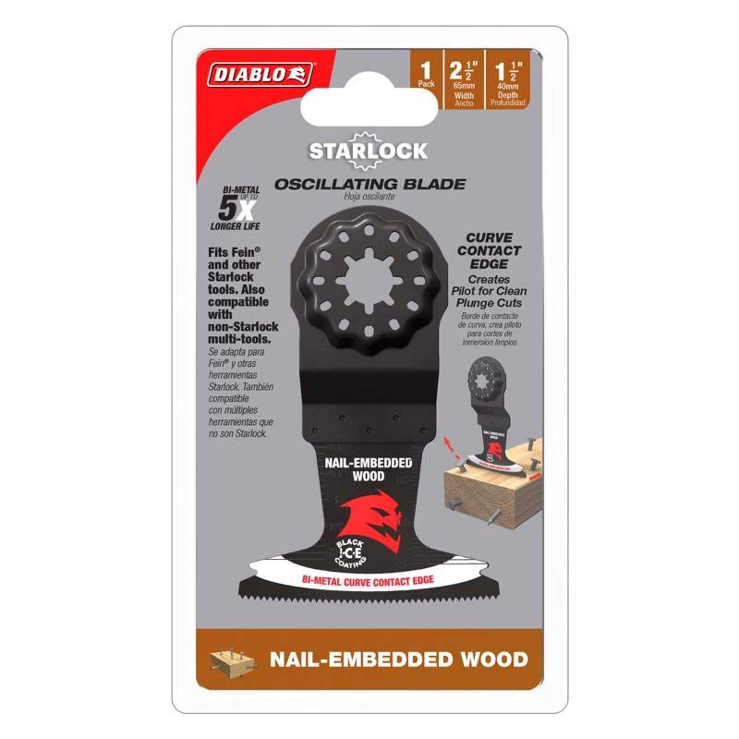 Diablo Starlock 2-1/2 In. W Bi-Metal Curved Contact Edge Oscillating Blade Nail-Embedded Wood 10 Pk 4 Diablo Starlock 2-1/2 In. W Bi-Metal Curved Contact Edge Oscillating Blade Nail-Embedded Wood 10 Pk - Image 2