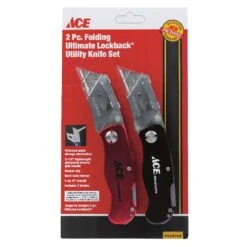 Ace Ultimate Lockback 6 In. Folding Utility Knife Set Black/Red 2 Pk