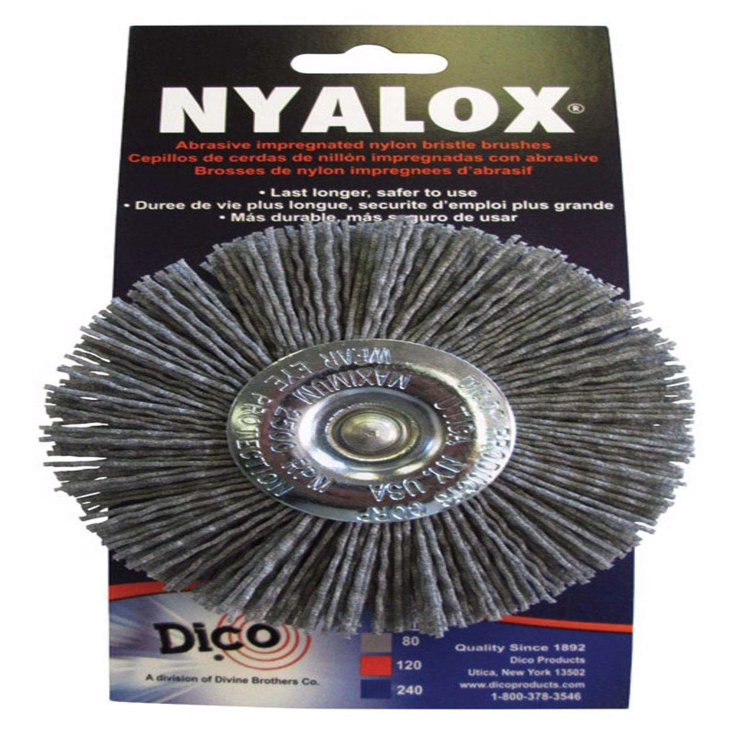 Dico NYALOX 4 In. Coarse Crimped Mandrel Mounted Wheel Brush Nylon 2500 Rpm 1 Pc 3 Dico NYALOX 4 In. Coarse Crimped Mandrel Mounted Wheel Brush Nylon 2500 Rpm 1 Pc