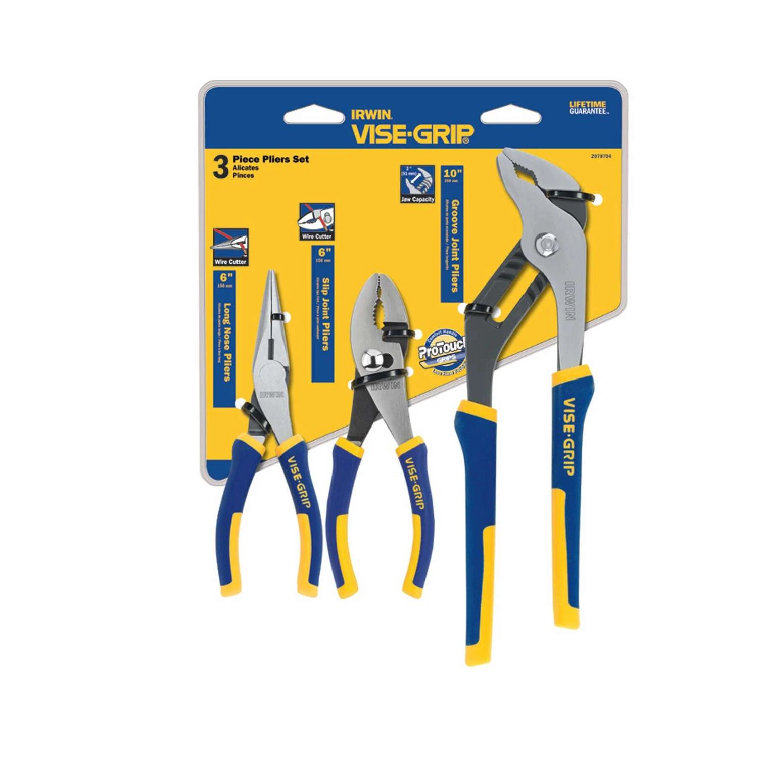 Irwin Vise-Grip 3 Pc Nickel Chrome Steel Traditional Pliers Set Assorted In. L 3 Irwin Vise-Grip 3 Pc Nickel Chrome Steel Traditional Pliers Set Assorted In. L