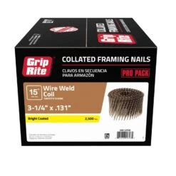 Grip-Rite 3-1/4 In. 11 Ga. Wire Coil Coated Framing Nails 15 Deg 2500 Pk 6 Grip-Rite 3-1/4 In. 11 Ga. Wire Coil Coated Framing Nails 15 Deg 2500 Pk -DeWALT Outlet e06ddf75 2aef 4b67 a23b bb12f48c3585