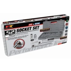 Performance Tool 1/4, 3/8 And 1/2 In. Drive Metric And SAE Socket Set 52 Pc