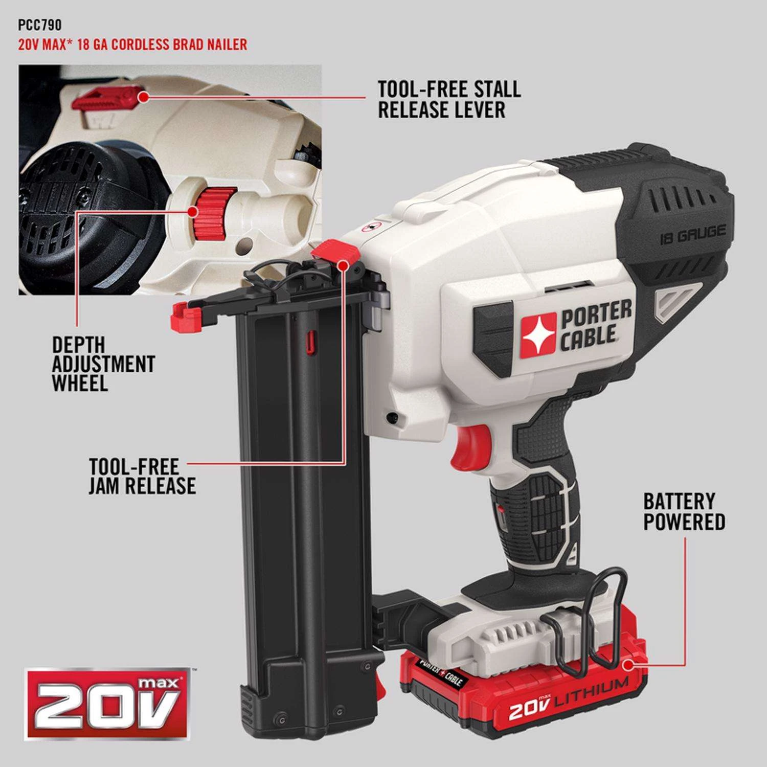 Porter Cable 18 Ga. Cordless Brad Nailer 20 V 4 Porter Cable 18 Ga. Cordless Brad Nailer 20 V - Image 2
