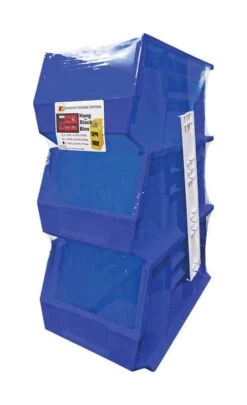 Quantum Storage 8-1/4 In. W X 13-3/4 In. H Stack And Hang Bin Polypropylene 3 Pk Blue