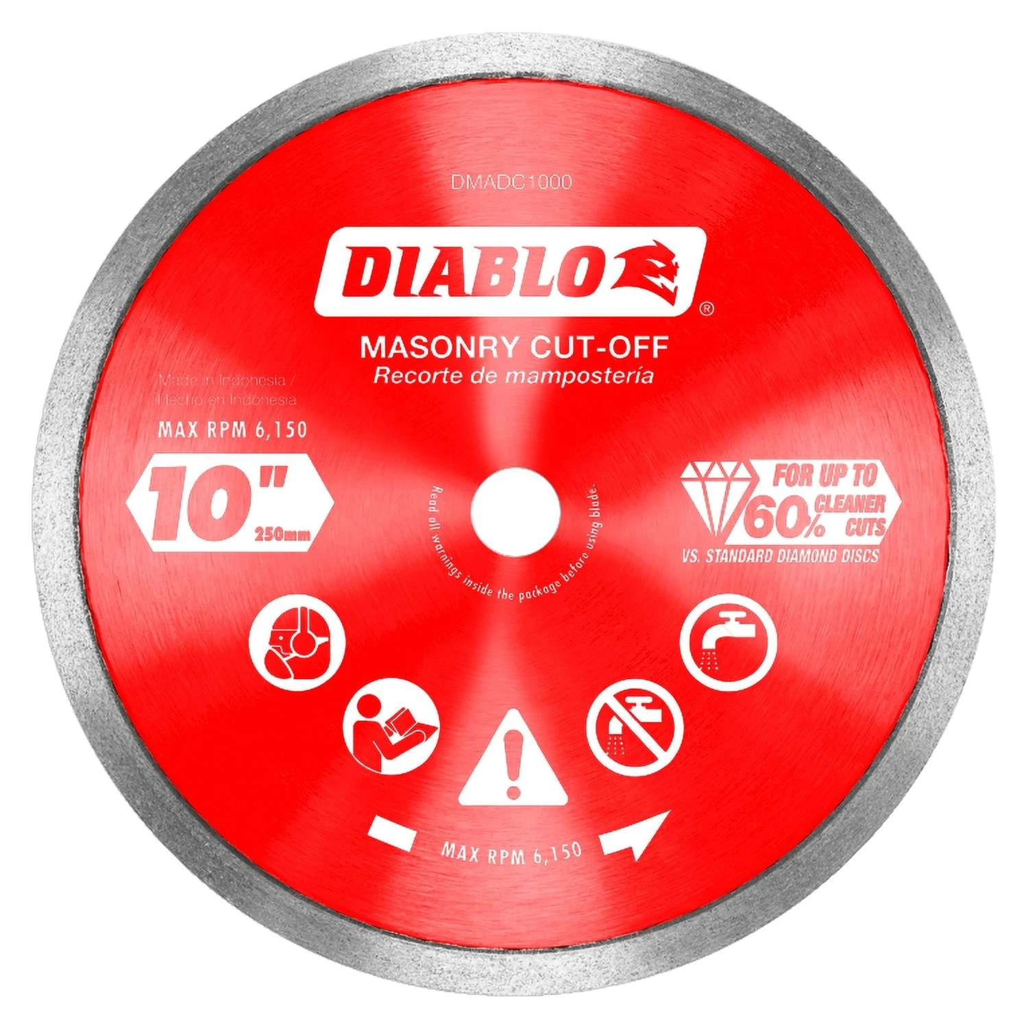 Diablo 10 In. D X 5/8 In. Diamond Continuous Rim Masonry Cut-Off Disc 3 Diablo 10 In. D X 5/8 In. Diamond Continuous Rim Masonry Cut-Off Disc