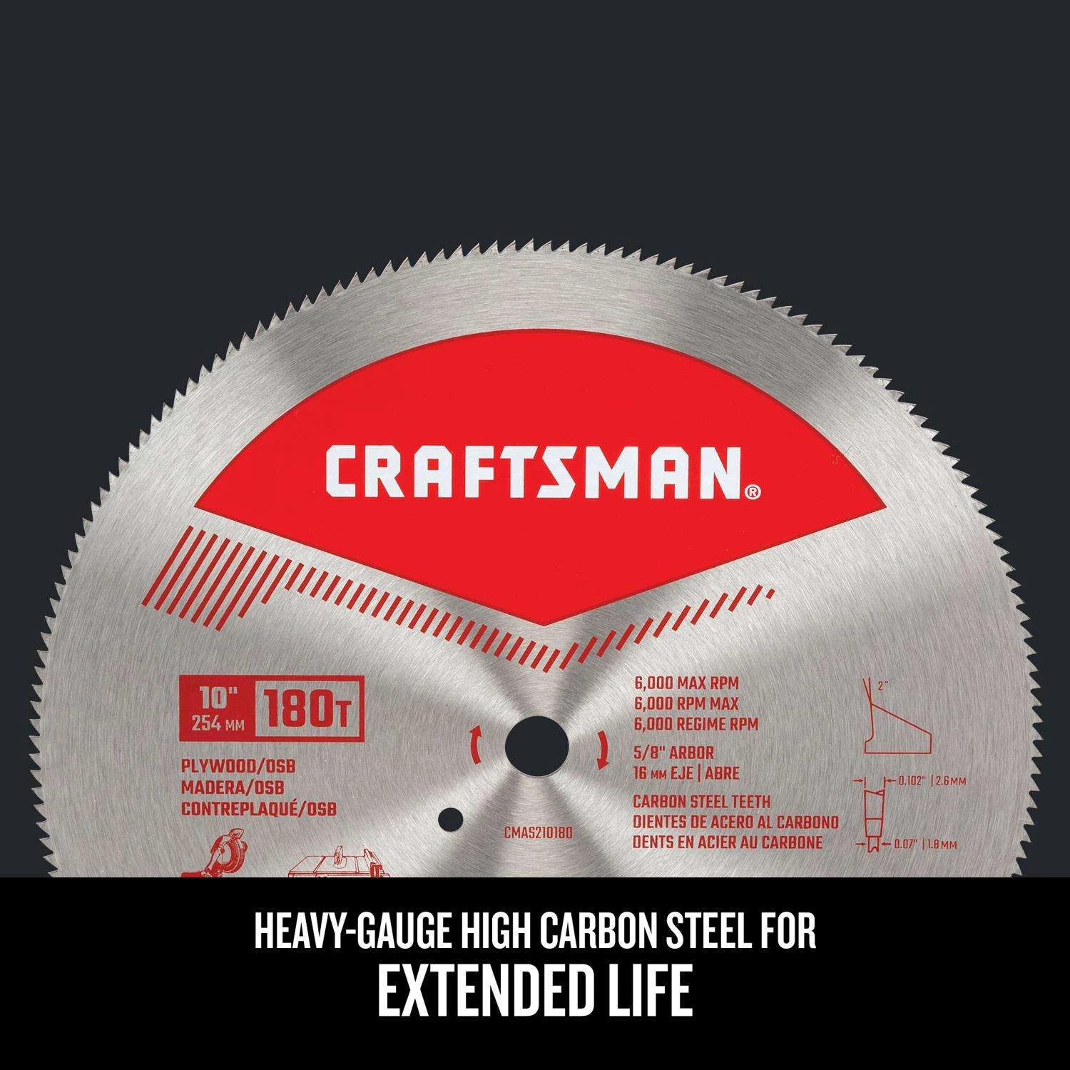 Craftsman 10 In. D X 5/8 In. Carbon Steel Circular Saw Blade 180 Teeth 1 Pc 6 Craftsman 10 In. D X 5/8 In. Carbon Steel Circular Saw Blade 180 Teeth 1 Pc - Image 4