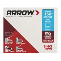 Arrow T50 3/8 In. W X 3/8 In. L 18 Ga. Flat Crown Heavy Duty Staples 5000 Pk -DeWALT Outlet f85ab908 7044 4796 b4b2 822ae1b095db